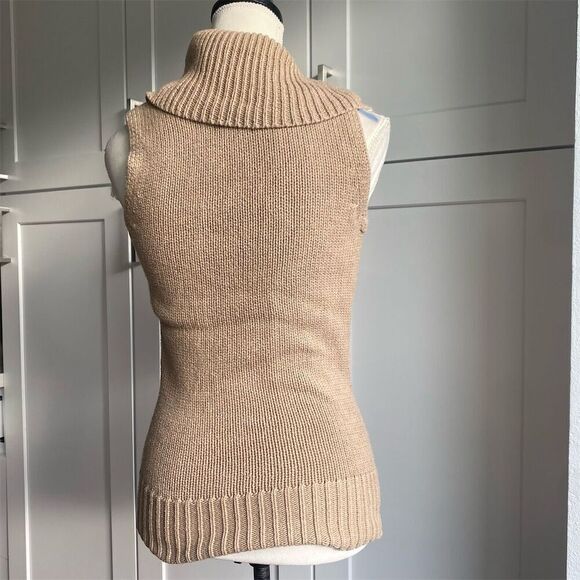 Vintage Old Navy Women's XS Tan Cowl Neck Sleeveless Pullover Sweater - Picture 3 of 5